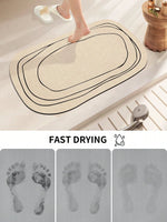 tapis bain absorbant rapide sèche facile non glissant moderne beige lignes noires minimaliste