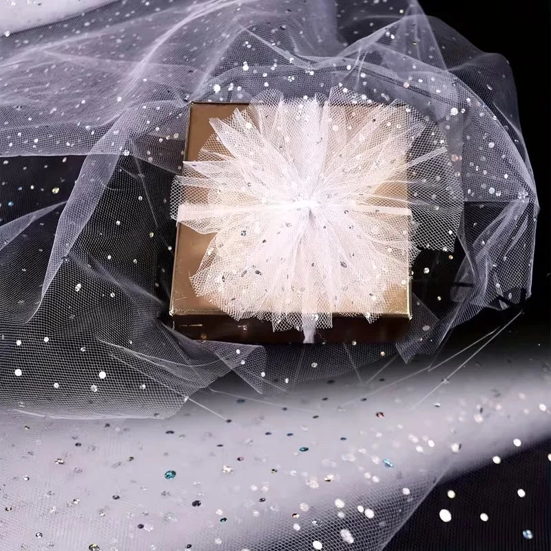 tulle blanc paillettes noires transparent décoration mariage 10 yards option yards yards