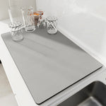 tapis cuisine absorbant diatomite marbre gris vert séchage vaisselle évacuation eau