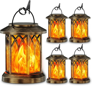 lanterne solaire extérieure bronze effet flamme gothique support mural classique rustique