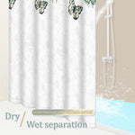 rideau douche moderne papillons colorés blanc vert noir opacité polyester texturé