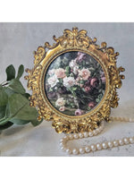 Cadres photo ovales vintage ornaements floraux shabby chic decoratifs imprimés motifs roses vintage floral