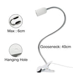 lampe pince flexible blanc moderne socle E27 interrupteur filaire prise US EU minimaliste