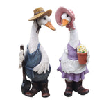 statue canard résine jardin décoration animaux plumes vêtements chapeau bottes salopette festiveextérieur rustic