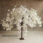 décoration intérieure arbre artificiel cerise fleurs rose blanc champagne naturel élégant mariage anniversaire