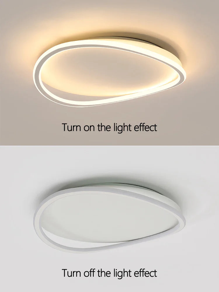 Luminaire LED moderne blanc ovale anneau concentrique frosted minimaliste