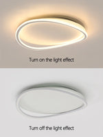 Luminaire LED moderne blanc ovale anneau concentrique frosted minimaliste
