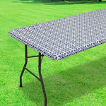 nappe table rectangulaire motif floral gris blanc pvc réutilisable moderne élégante noël camping pique