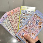 sticker kawaii mignon ours lapin floral adhésif rose vert bleu blanc décoration murale bricolage