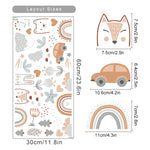 Stickers muraux animaux nuages arc ciel chambre enfant décoration bohème illustrative