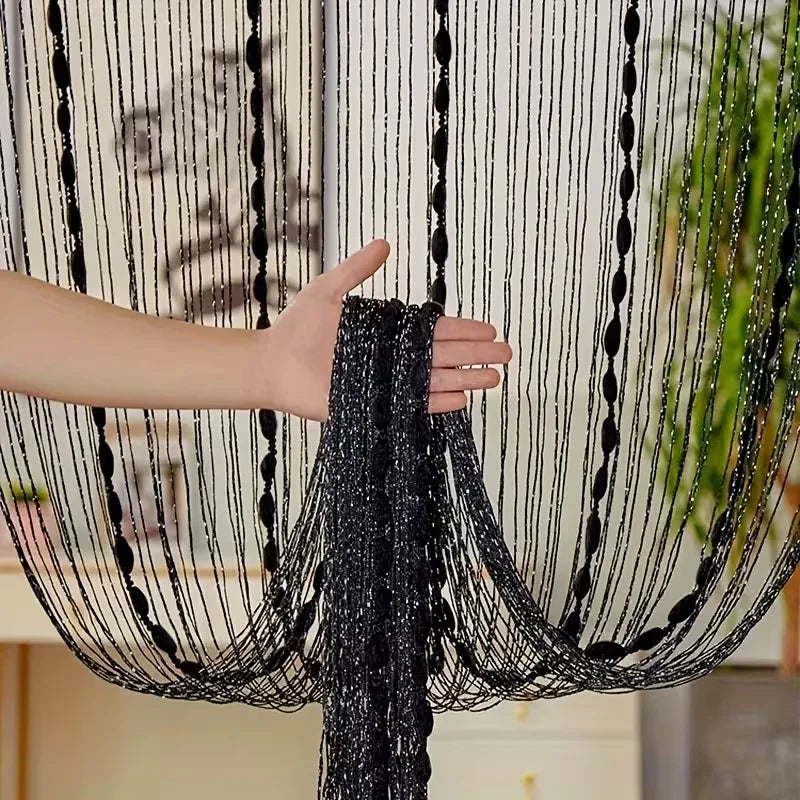 rideau soie noir chaîne moderne élégant gris blanc opacité decoration chambre bain