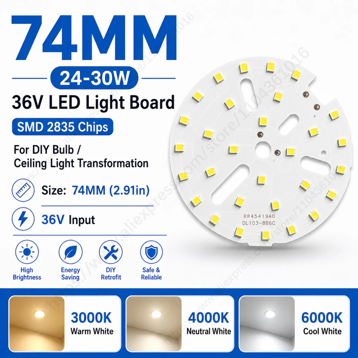 lot panneaux led ronds plafonnier rénovation blanc chaud froid montage