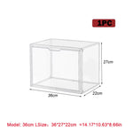 boîtes rangement transparentes grandes capacités poignées divers objets figurines collections livres minimalistes