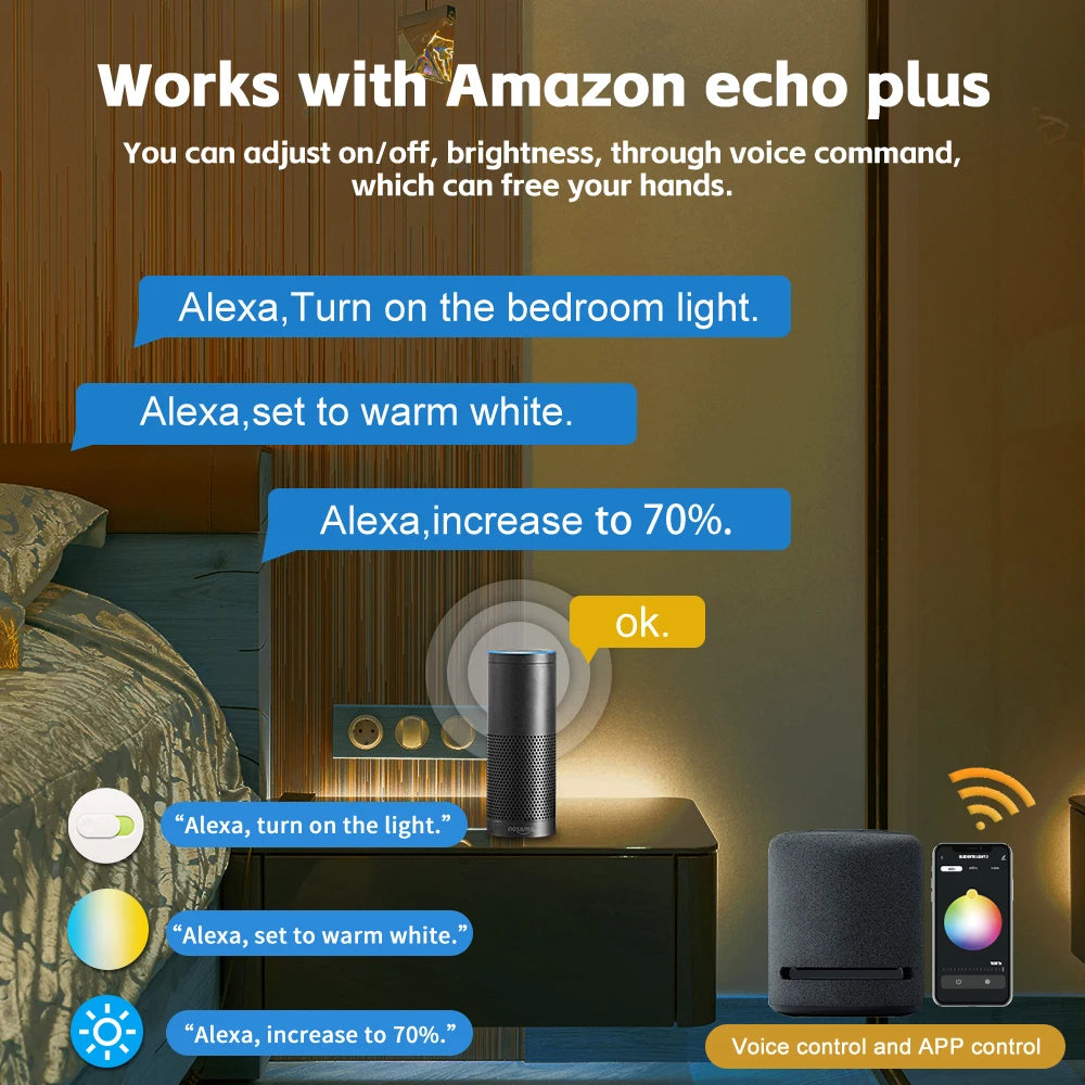 contrôleur led zigbee 30m app voix blanc moderne abs 270w 12v24v