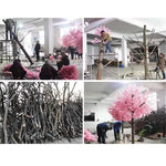 arbre artificiel fleurs rose moderne décoration extérieure jardin branches séparables exposition floral