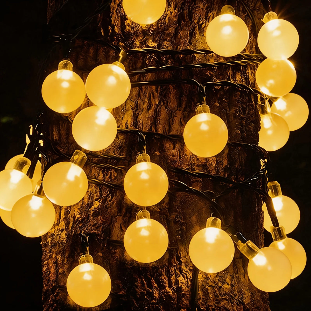 guirlandes solaires extérieures 100 led 50 led 20 led globes opaques jaune orangé panneau
