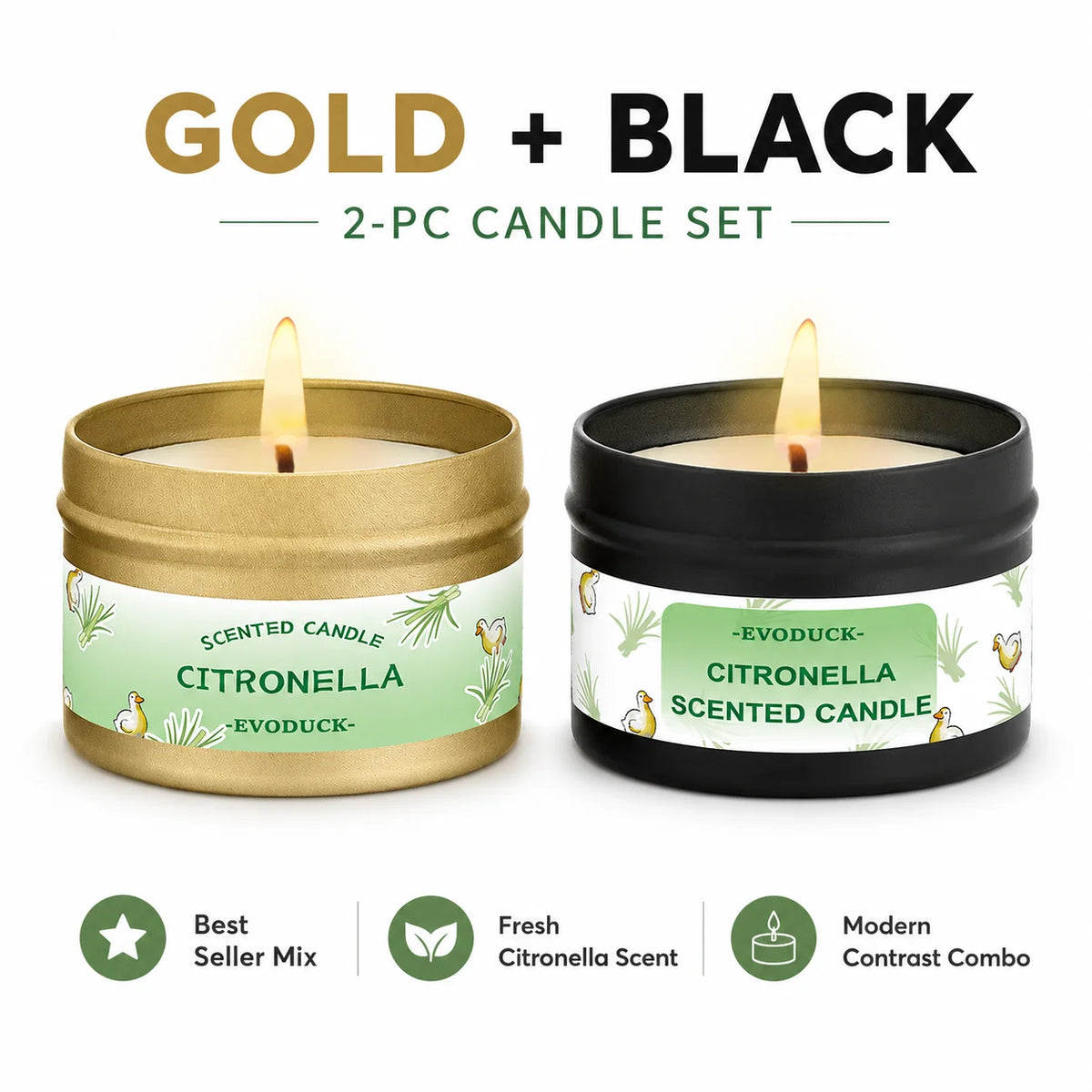 bougie parfumée citronnelle motif floral blanc vert clair contemporain coton boîte métallique patio jardin