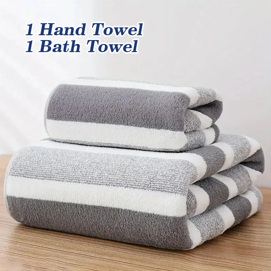 serviettes bain ultra douces super absorbantes séchage rapide rayures horizontales modernes gris blanc vert