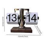 horloge flip cadran numérique vintage rétro base bois métal brillant chambre