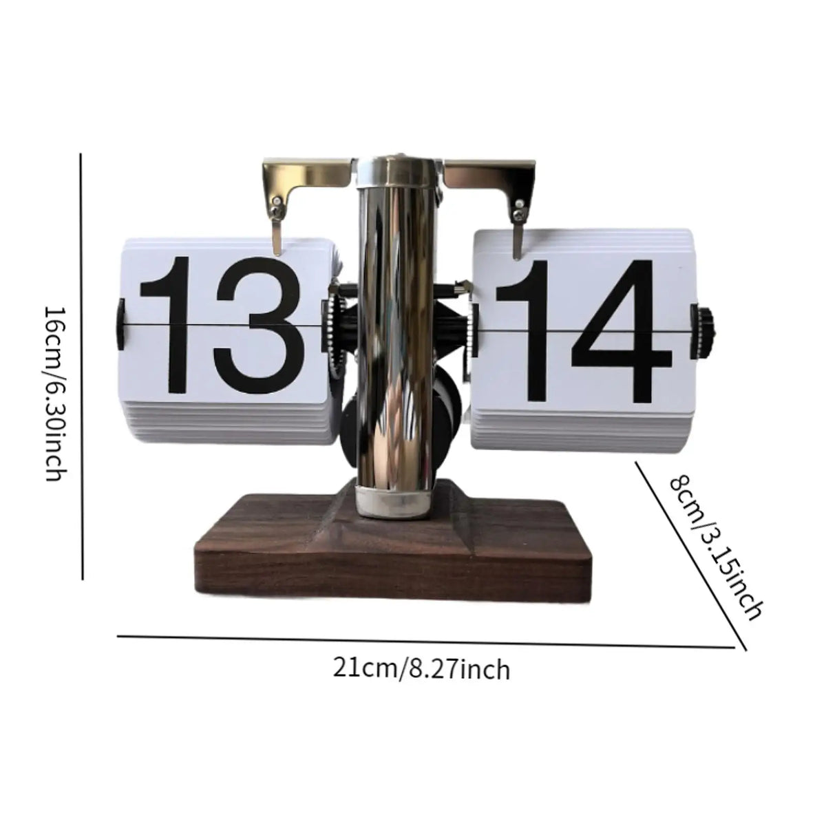 horloge flip cadran numérique vintage rétro base bois métal brillant chambre