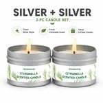 bougie parfumée citronnelle motif floral blanc vert clair contemporain coton boîte métallique patio jardin