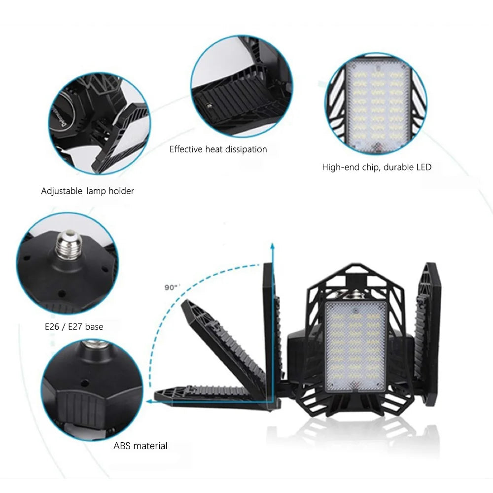 lampe pliable moderne noire plissée base E27 réglable intérieur 50000h