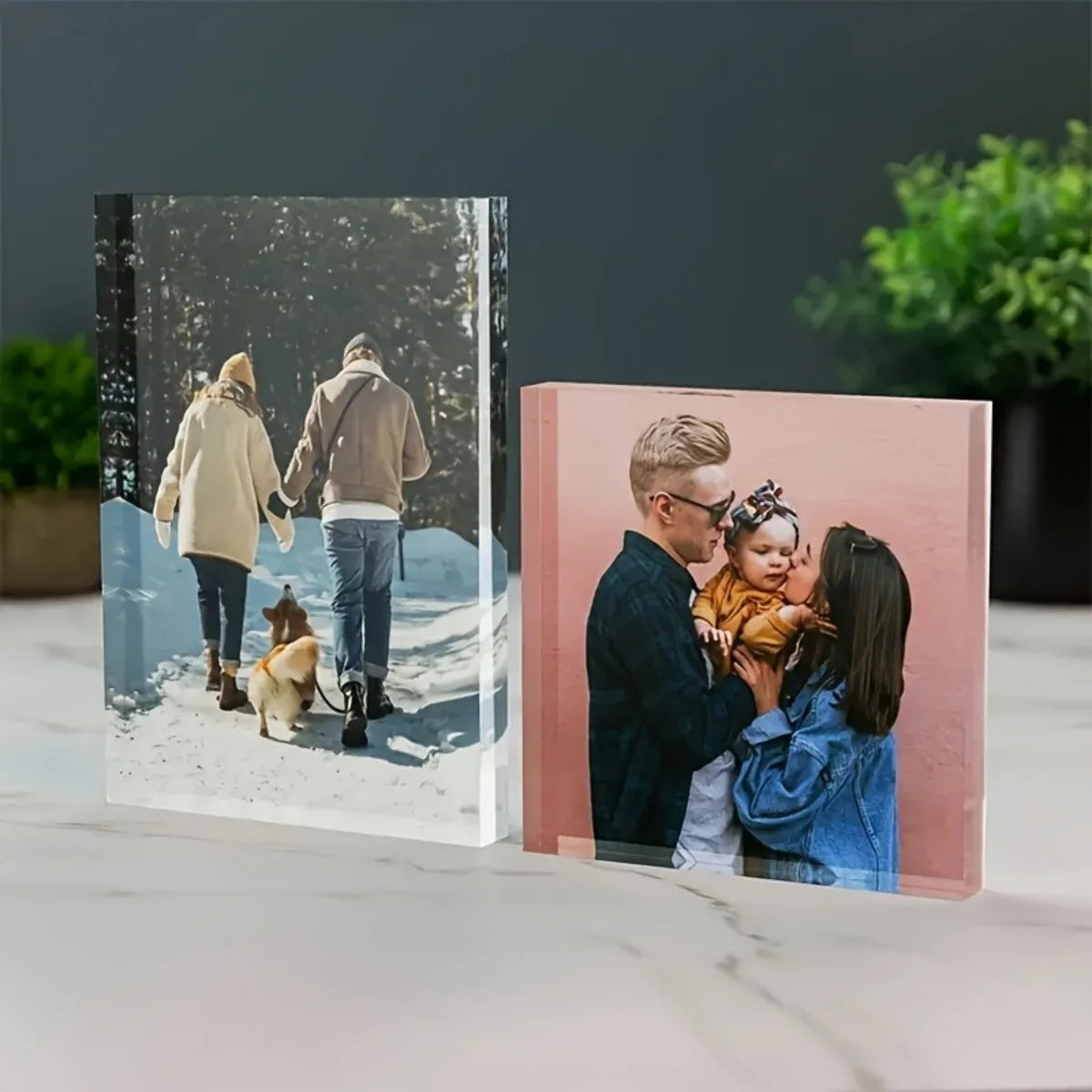 cadre photo personnalisé acrylique moderne transparent photos imprimées 10x10cm 12x12cm 15x15cm 8x8cm
