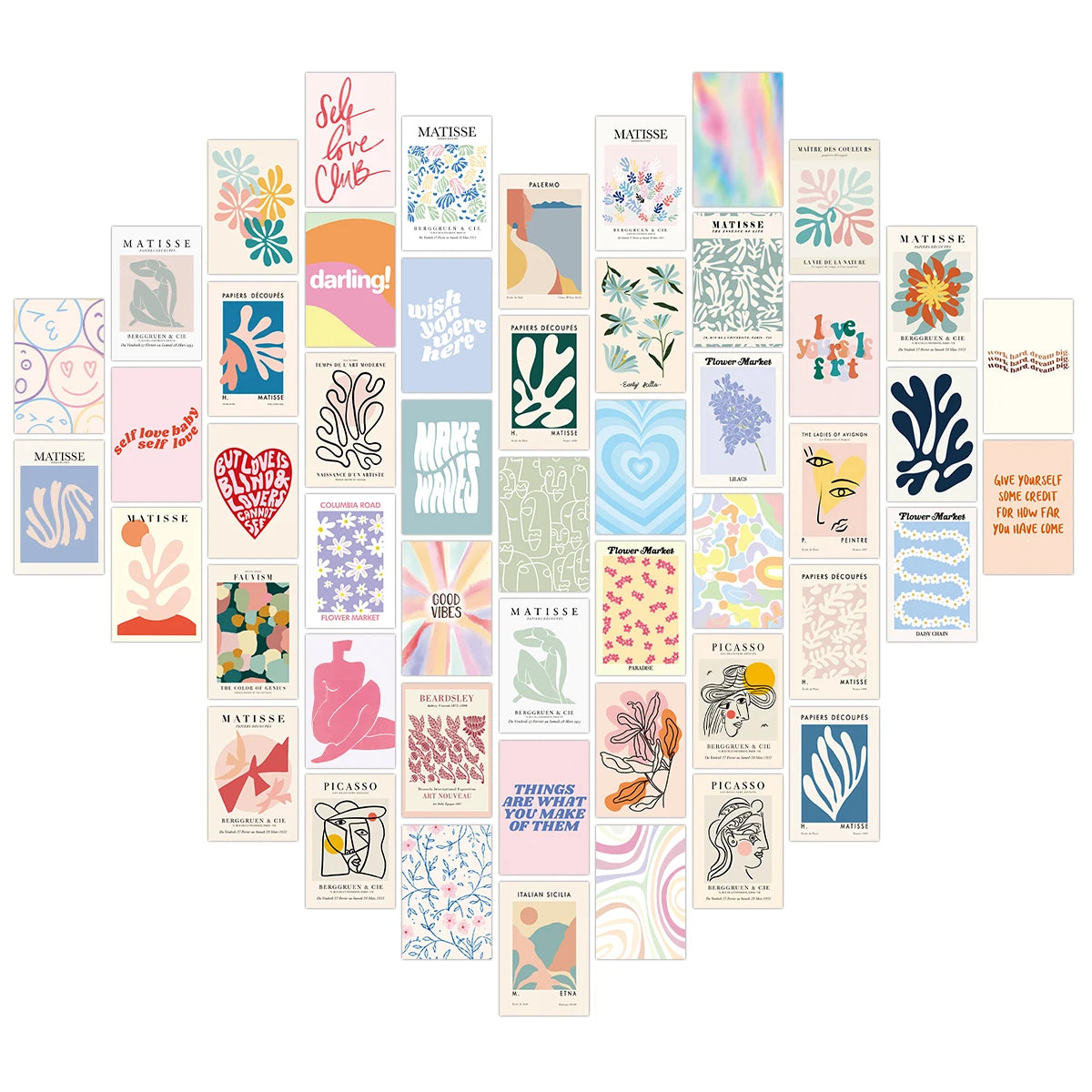 Cartes postales modernes abstraites 15x10cm kit collage chambre décoration vintage minimaliste floral geometrique
