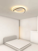 Luminaire LED moderne blanc ovale anneau concentrique frosted minimaliste