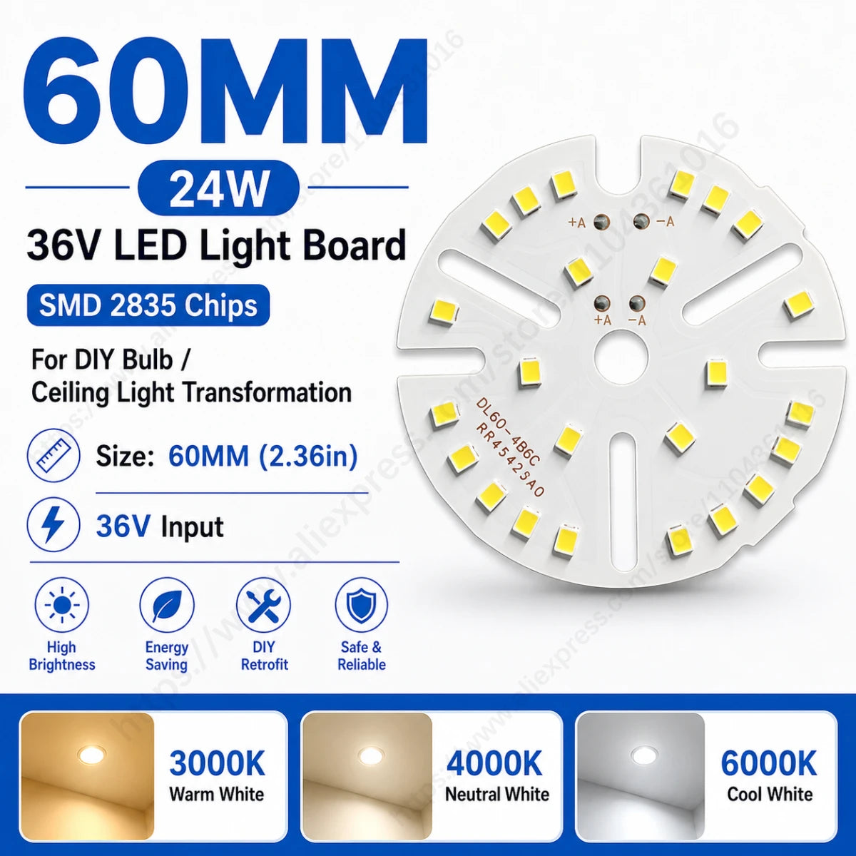 lot panneaux led ronds plafonnier rénovation blanc chaud froid montage