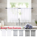rideaux courts tissu plissé polyester translucides moderne blanc gris noir