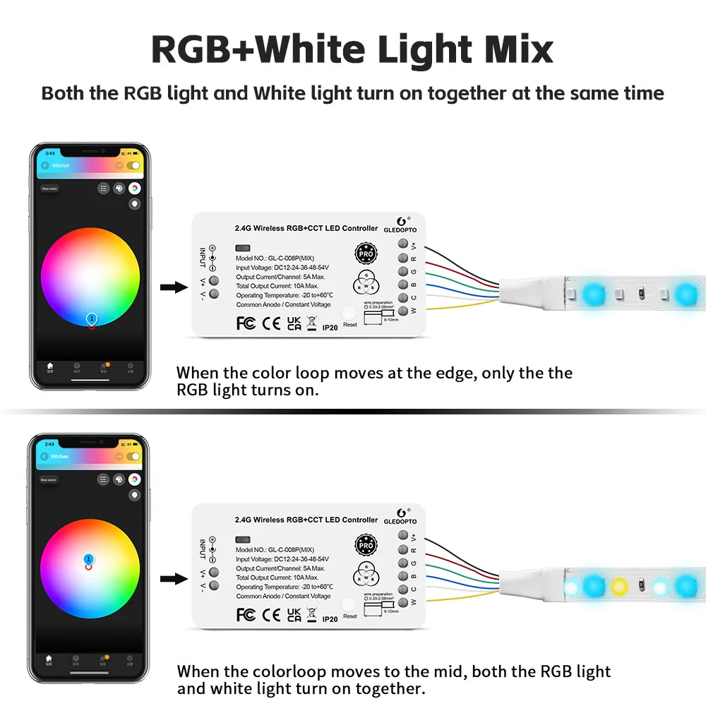 contrôleur led zigbee 30m app voix blanc moderne abs 270w 12v24v