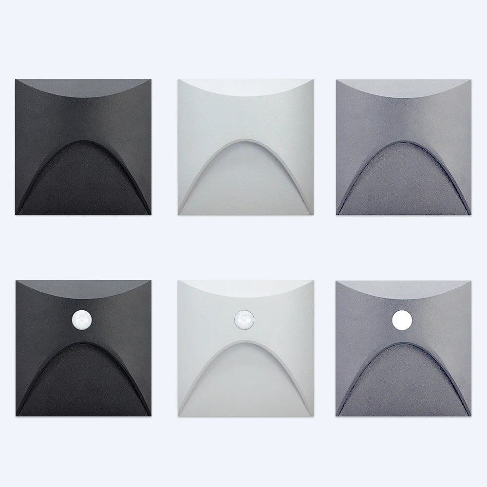 applique murale led sensorielle noir blanc gris contemporaine fixée mur vis câble interrupteur