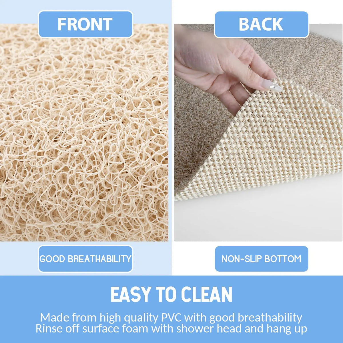 tapis douche bain antidérapant 40x60cm 50x80cm texture éponge moderne respectueux environnement easy clean