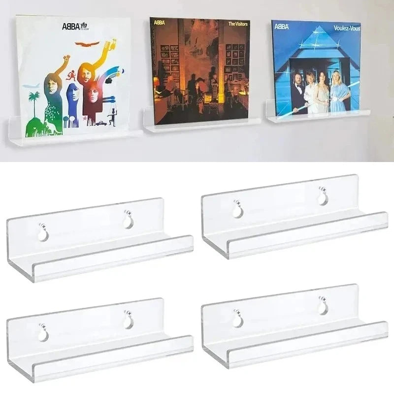 étagères murales transparentes modernes vinyles cds vis ruban adhésif 12 pouces