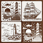 stencils peinture marins phare bateau vintage blanc art mural bricolage décorationintérieur