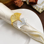porte serviettes anneau feuille gingko or argent classique automne fêtes thanksgiving