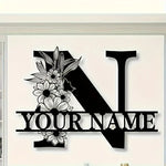 lettre décorative métal noir personnalisée fleurs papillon art mural rustique décoration intérieure maison