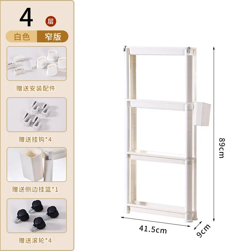 étagère mobile blanche trois plateaux moderne roulettes cuisine porte réfrigérateur