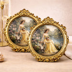 Cadres photo ovales vintage ornaements floraux shabby chic decoratifs imprimés motifs roses vintage floral