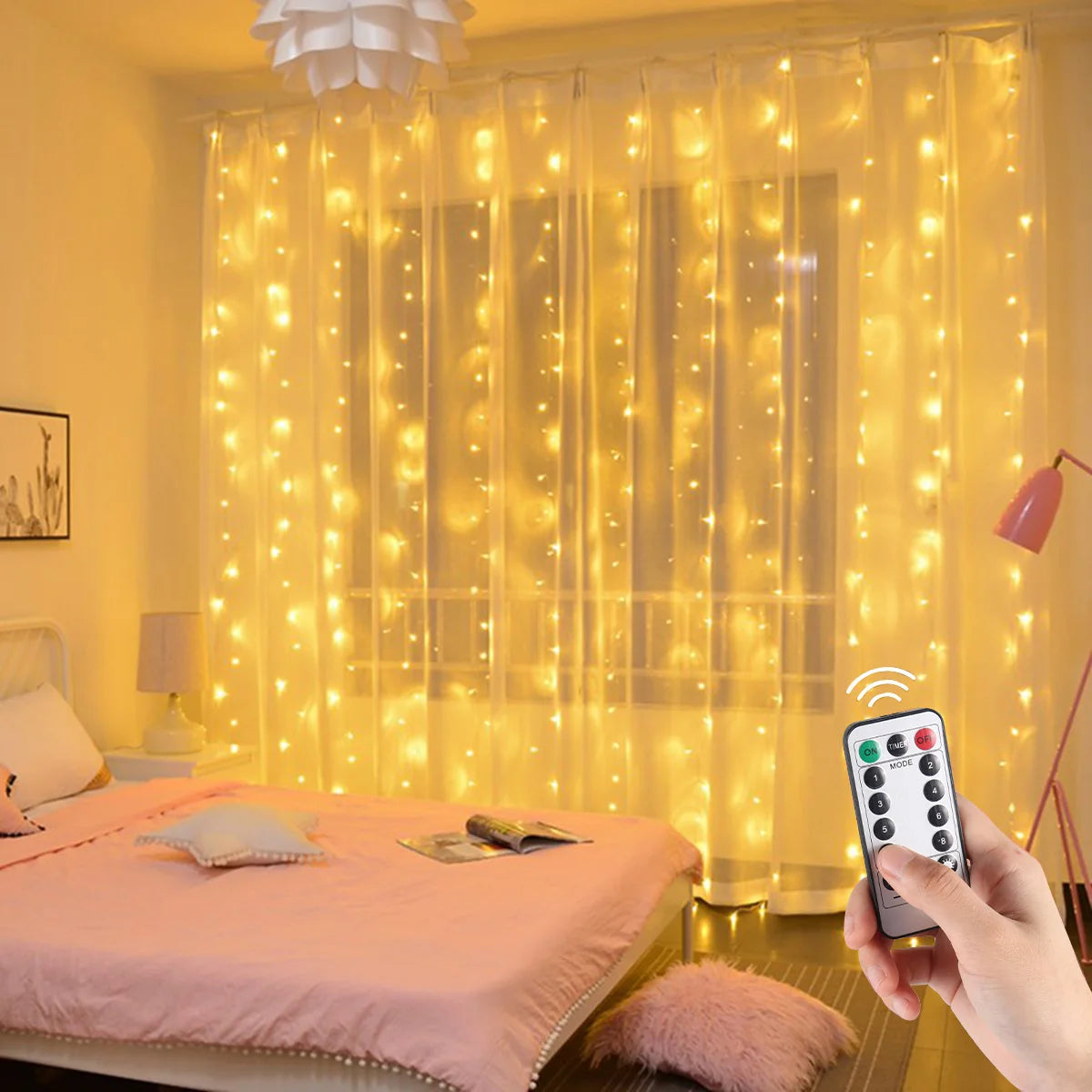 rideau lumineux led blanc chaud blanc froid multicolore points lumineux moderne télécommande câble usb