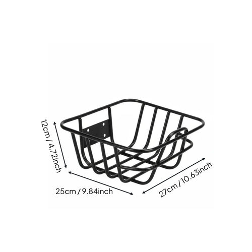panier vélo noir tressé minimaliste plaque fixation quatre trous