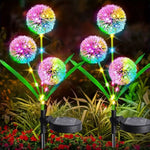 décorations solaires fleurs lumineuses vert blanc moderne extérieures jardin piquetées