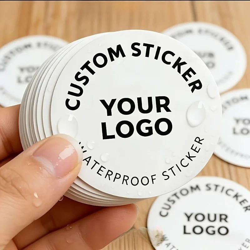 stickers personnalisables blanc vert marron moderne minimaliste adhésif textes rond occasionnels