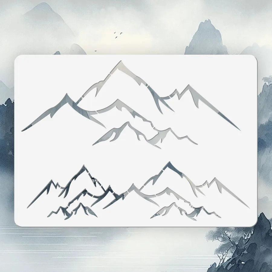 sticker adhésif montagne minimaliste gris marron noir artisanal chambre décoration graphique