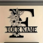 lettre décorative métal noir personnalisée fleurs papillon art mural rustique décoration intérieure maison