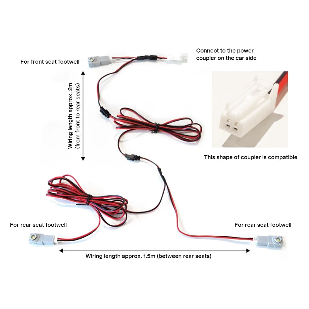 éclairage ambiant led connecteur adhésif moderne gris clair câbles 12v kit voiture