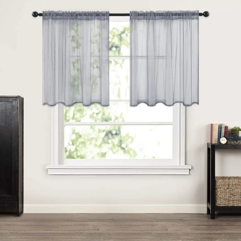 rideaux courts tissu plissé polyester translucides moderne blanc gris noir