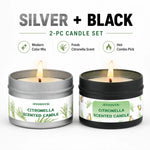 bougie parfumée citronnelle motif floral blanc vert clair contemporain coton boîte métallique patio jardin