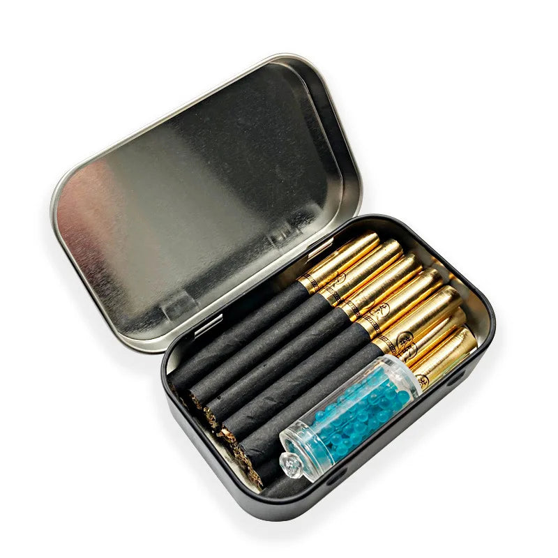 boîte métallique noire rangement cigarettes bijoux accessoires décoration animaux marins art van gogh